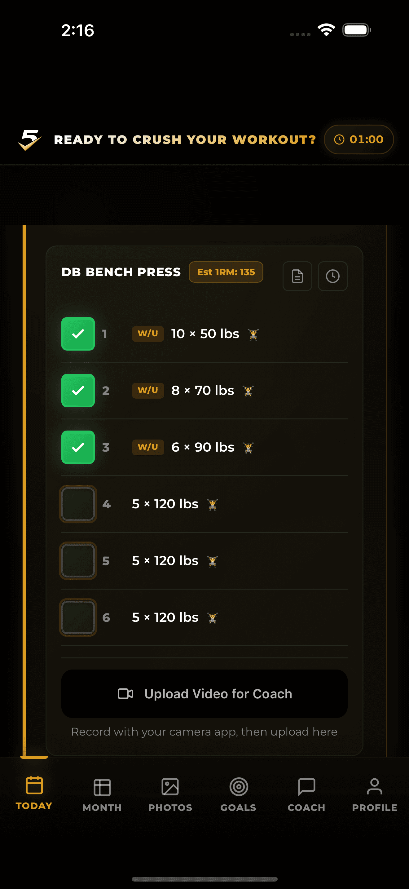 The Take5 app showing set-by-set tracking